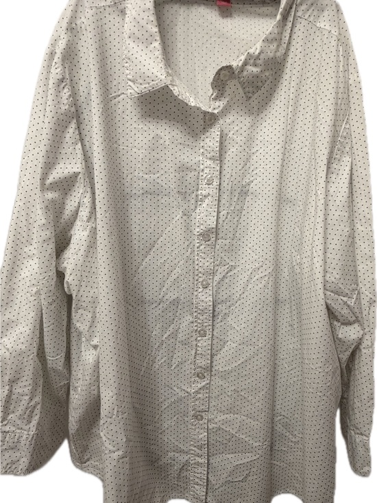 Woman Within Tops - Woman Within White Button-Down Shirt with Black Dot Pattern Size 3X